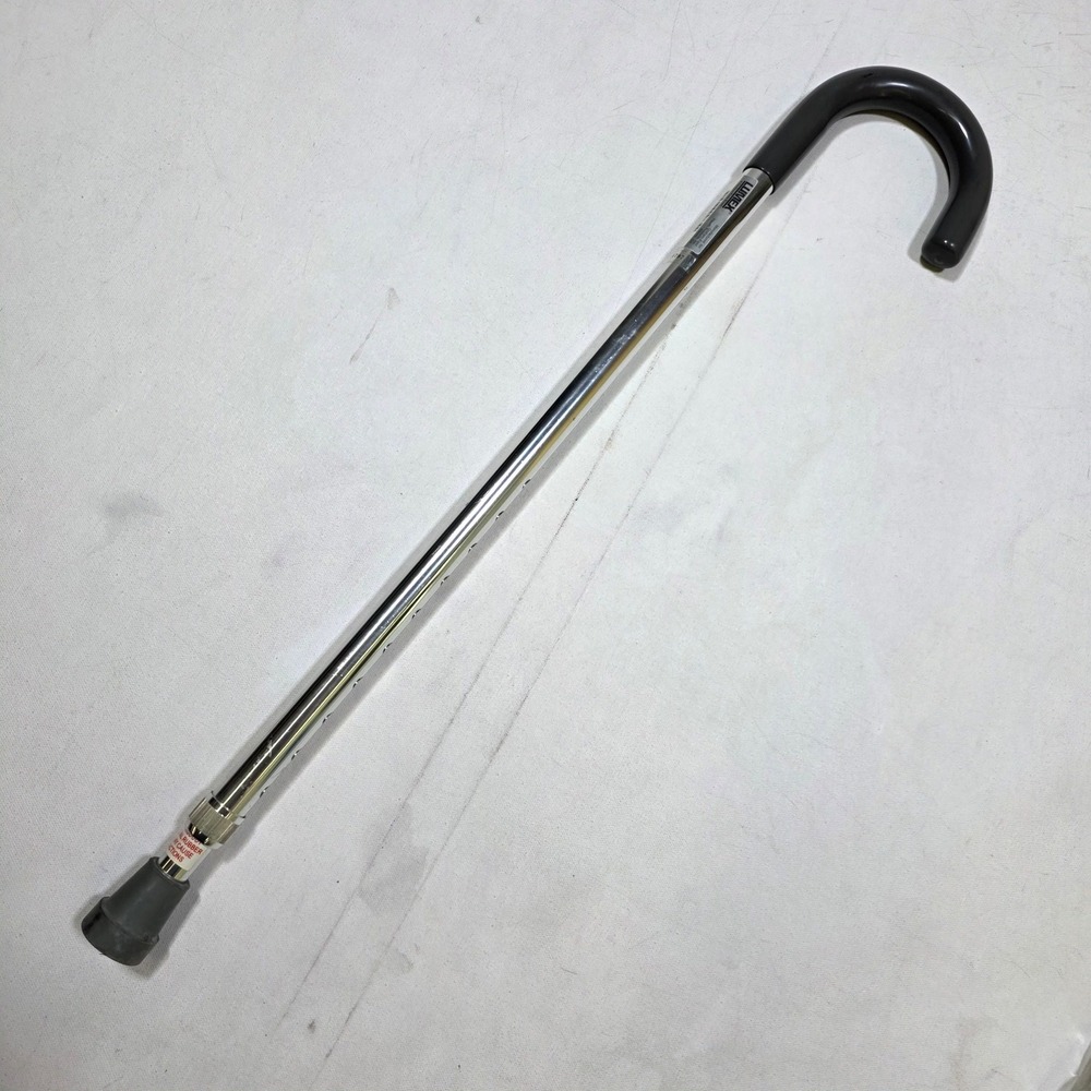 Lumex Walking Cane Adjustable Silver 6220A Chrome Crook Handle Support